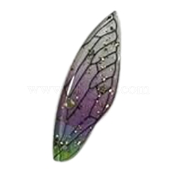 Transparent Resin Big Pendants, Wing Charms with Gold Foil, Green Yellow, 51x16.5x2mm, Hole: 1.4mm(RESI-TAC0005-022A-15)