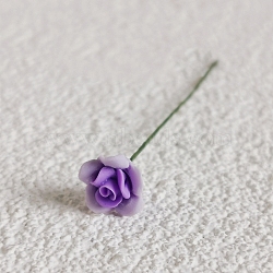 Resin Simulation Rose Model with Iron Wire, Micro Landscape Dollhouse Decoration, Pretending Prop Accessories, Blue Violet, 60x9mm(PW-WG49153-16)