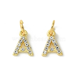 Rack Plating Alloy Rhinestone Pendants, Cadmium Free & Lead Free, Letter A, 11x8.5x2mm, Hole: 5mm(PALLOY-S187-01A)