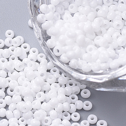 11/0 Grade A Baking Paint Glass Seed Beads, Round, White, 2.3x1.5mm, Hole: 1mm, about 5380pcs/50g(X-SEED-N001-A-743)