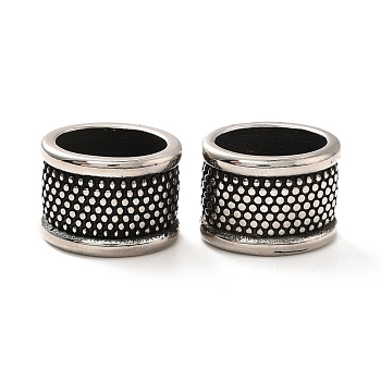 316 Surgical Stainless Steel Beads, Large Hole Beads, Column, Antique Silver, 12x16x12mm, Hole: 8.5X12mm