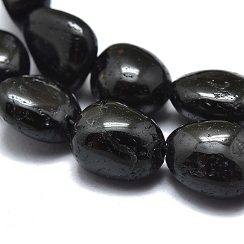Natural Black Tourmaline Beads Strands, Tumbled Stone, Nuggets, 8~10x7~8x5~6mm, Hole: 0.8mm, about 46pcs/Strand, 15.75 inch(40cm)