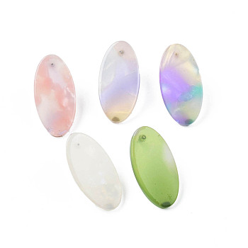 Cellulose Acetate(Resin) Oval Stud Earrings with 316 Stainless Steel Pins for Women, Mixed Color, 27x14mm, Pin: 0.7mm