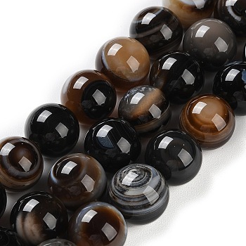 Natural Eye Agate Beads Strands, Striped Agate/Banded Agate Beads, Dyed & Heated, Round, 14mm, Hole: 2mm, about 29pcs/strand, 15.75''(40cm)