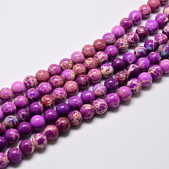 Natural Imperial Jasper Beads Strands, Round, Dyed, Blue Violet, 10mm, Hole: 1mm, about 38pcs/strand, 15 inch