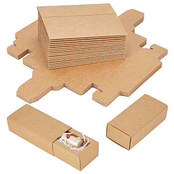 PandaHall Elite Kraft Paper Drawer Box, Rectangle, Tan, 12.2x5.3x3.7cm