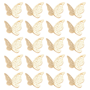 20Pcs Brass Charms, Butterfly, Real 24K Gold Plated, 9.5x10x2mm, Hole: 1.2mm