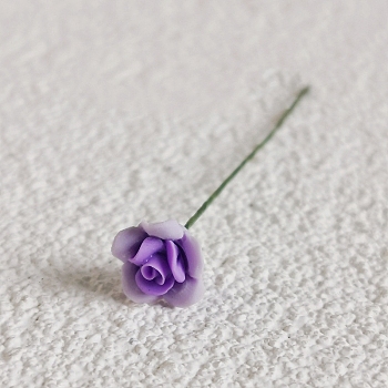 Resin Simulation Rose Model with Iron Wire, Micro Landscape Dollhouse Decoration, Pretending Prop Accessories, Blue Violet, 60x9mm
