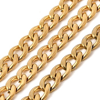 304 Stainless Steel Curb Chains, Unwelded, without Spool/Card Paper, Golden, 6x2mm