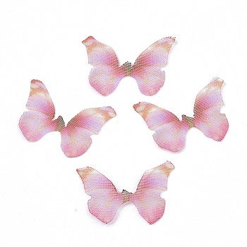 Polyester Fabric Wings Crafts Decoration, for DIY Jewelry Crafts Earring Necklace Hair Clip Decoration, Butterfly Wing, Pink, 12x17mm