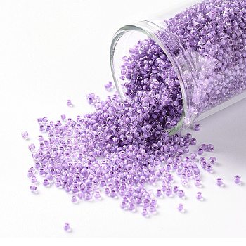 TOHO Round Seed Beads, Japanese Seed Beads, (943) Light Purple Lined Crystal, 15/0, 1.5mm, Hole: 0.7mm, about 3000pcs/10g