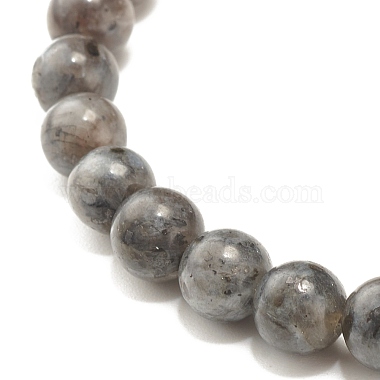 Natural Larvikite Round Beads Stretch Bracelet(BJEW-JB07209-03)-5