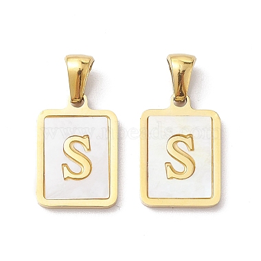 Real 18K Gold Plated Letter S Stainless Steel+Shell Pendants