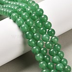 Natural Dyed White Jade Beads Strands, Green Aventurine, Round, about 8mm in diameter, hole: 1mm, about 49pcs/strand, 15 inch(X-JBR10-8mm)