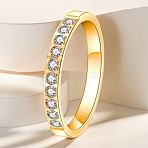 Stainless Steel and Crystal Rhinestone Finger Rings for Women, Golden, US Size 10(19.8mm)(FS-WG71548-15)