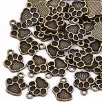 Dog Paw Prints Tibetan Style Alloy Pendant Enamel Settings, Cadmium Free & Nickel Free & Lead Free, Antique Bronze, 15x12x2mm, Hole: 2mm, about 1160pcs/1000g(TIBEP-R338-30AB-NR)