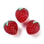 Handmade Lampwork Beads Strand, Strawberry, Dark Red, 13~14x11.5~12x10~10.5mm, Hole: 1.2mm, about 30pcs/strand, 15.55''(39.5cm)(LAMP-I027-10E)