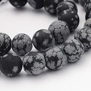 Natural Snowflake Obsidian Gemstone Beads, Frosted, Round, 12mm, Hole: 1.2mm about 32pcs/strand, 14.9 inch(G-J338-03-12mm)