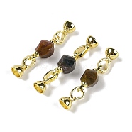 Natural Ocean Agate with Brass Fold Over Clasps, Real 18K Gold Plated, Long-Lasting Plated, Rack Plating, Faceted Twist, 45mm(G-G141-02G-13)