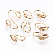 Brass Earring Hooks, Nickel Free, Real 18K Gold Plated, 12x9x3mm, 20 Gauge, Pin: 0.8mm(KK-P159-08G-NF)