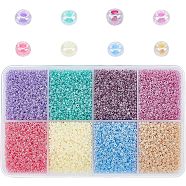 Nbeads 8400Pcs 4 Colors Opaque Glass Seed Beads, Triangle, Mixed Color, 1~3x2.5x2mm, Hole: 0.5mm, about 2100Pcs/colors(SEED-NB0001-86)