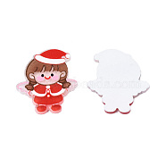 Printed Acrylic Cabochons, with Glitter Powder, Christmas Style, Angel, Red, 25x21.5x2mm(OACR-N135-30)