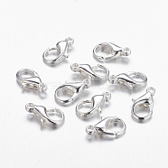Zinc Alloy Lobster Claw Clasps, Cadmium Free & Nickel Free & Lead Free, Silver Color Plated, 10x6mm, Hole: 1mm(PALLOY-R042-301-S-NF)