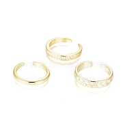 Brass Cuff Toe Rings, with Cubic Zirconia, Mixed Style, Golden, 13.8~14.2mm, 3pcs/set(RJEW-G100-16G)