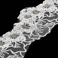 15 Yards Flower Embroidery Polyester Lace Ribbon, for Garment Accessories, Flat, White, 2-1/8 inch(54mm)(OCOR-A006-02C)