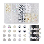 160Pcs 10 Style ABS Plastic Imitation Pearl Beads & Transparent & Opaque Acrylic Beads, Round, Mixed Color, 11~12mm, Hole: 1.7~3mm, 16pcs/style(FIND-SW0001-31)