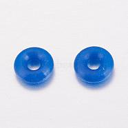 Rubber O Rings, Donut Spacer Beads, Fit European Clip Stopper Beads, Blue, 2mm(KY-G005-02E)