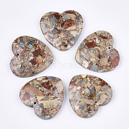 Synthetic Aqua Terra Jasper Pendants, Heart, 38.5~39.5x40~40.5x7~7.5mm, Hole: 1.4mm(G-S329-073)