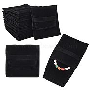 Velvet Jewelry Flap Pouches, Folding Envelope Bag for Earrings, Bracelets, Necklaces Packaging, Rectangle, Black, 96x90x2.5mm(ABAG-WH0038-43F)