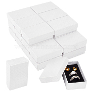 Cardboard Jewelry Boxes, with Sponge Pad Inside, Rectangle with Rhombus, for Anniversaries, Wedding, Birthday, White, 8.35x5.3x2.85cm(CBOX-WH0003-32)