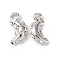 Alloy Charms, with Crystal Rhinestone, Crescent Moon, Platinum, 12x5.5x3mm, Hole: 1.6mm(FIND-I020-01P)