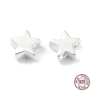 925 Sterling Silver Beads, Star, Silver, 4.5x4.5x2mm, Hole: 1.2mm(STER-A043-04S)