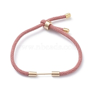 Braided Nylon Cord Bracelet Making, with Brass Findings, Light Coral, 9-1/2 inch(24cm), Link: 30x4mm(MAK-A017-D01-04G)