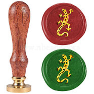 Wax Seal Stamp Set, Sealing Wax Stamp Solid Brass Heads with Wood Handles, for Envelopes Invitations, Gift Card, Gecko, 83x22mm, Stamps: 25x14.5mm(AJEW-WH0208-1403)