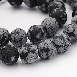 Natural Snowflake Obsidian Gemstone Beads, Frosted, Round, 12mm, Hole: 1.2mm about 32pcs/strand, 14.9 inches(G-J338-03-12mm)