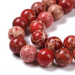 Synthetic Imperial Jasper Beads Strands, Dyed, Round, Red, 10mm, Hole: 1mm, about 40pcs/strand, 15.5 inch(G-H014-3-3)