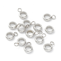 201 Stainless Steel Tube Bails, Loop Bails, Ring Bail Beads, Stainless Steel Color, 9x6x2mm, Hole: 1.8mm(X-STAS-M294-02P-01)