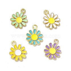 Alloy Enamel Charms, Cadmium Free & Nickel Free & Lead Free, Light Gold, Flower Charm, Mixed Color, 14.5x11.5x2mm, Hole: 1.4mm(ENAM-F144-05)