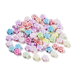 Craft Style Opaque Acrylic Beads, Flower, Mixed Color, 8x8.5x3.5mm, Hole: 1.8mm, about 3571pcs/500g(OACR-A027-02)