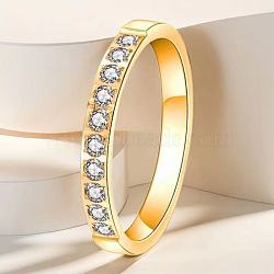 Stainless Steel and Crystal Rhinestone Finger Rings for Women, Golden, US Size 10(19.8mm)(FS-WG71548-15)