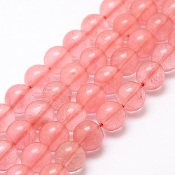 Cherry Quartz Glass Bead Strands, Round, 10mm, Hole: 1mm, about 38pcs/strand, 15.1 inch(X-G-P256-06-10mm)