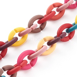 Handmade Rubberized Style Acrylic Cable Chains, Colorful, 16x11.5x3mm, about 39.37 inch(1m)/strand(AJEW-JB00955)