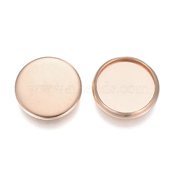 304 Stainless Steel Plain Edge Bezel Cups, Cabochon Settings, Flat Round, Rose Gold, Tray: 12mm, 13.5x1.8mm(STAS-E460-10RG-12MM)