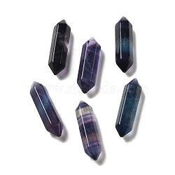 Double Point Tower Natural Fluorite Healing Stone Wands, for Reiki Chakra Meditation Therapy Decors, Hexagon Prism, 32~33x8.5x8mm, 6pcs/set(G-Z048-02)