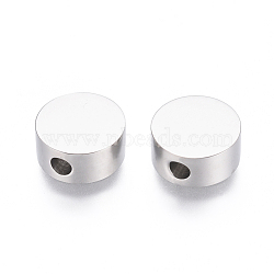 304 Stainless Steel Beads, Flat Round, Stainless Steel Color, 10x4.5mm, Hole: 2mm(STAS-I126-04P)