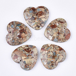 Synthetic Aqua Terra Jasper Pendants, Heart, 38.5~39.5x40~40.5x7~7.5mm, Hole: 1.4mm(G-S329-073)